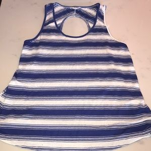 Blue and white striped tank